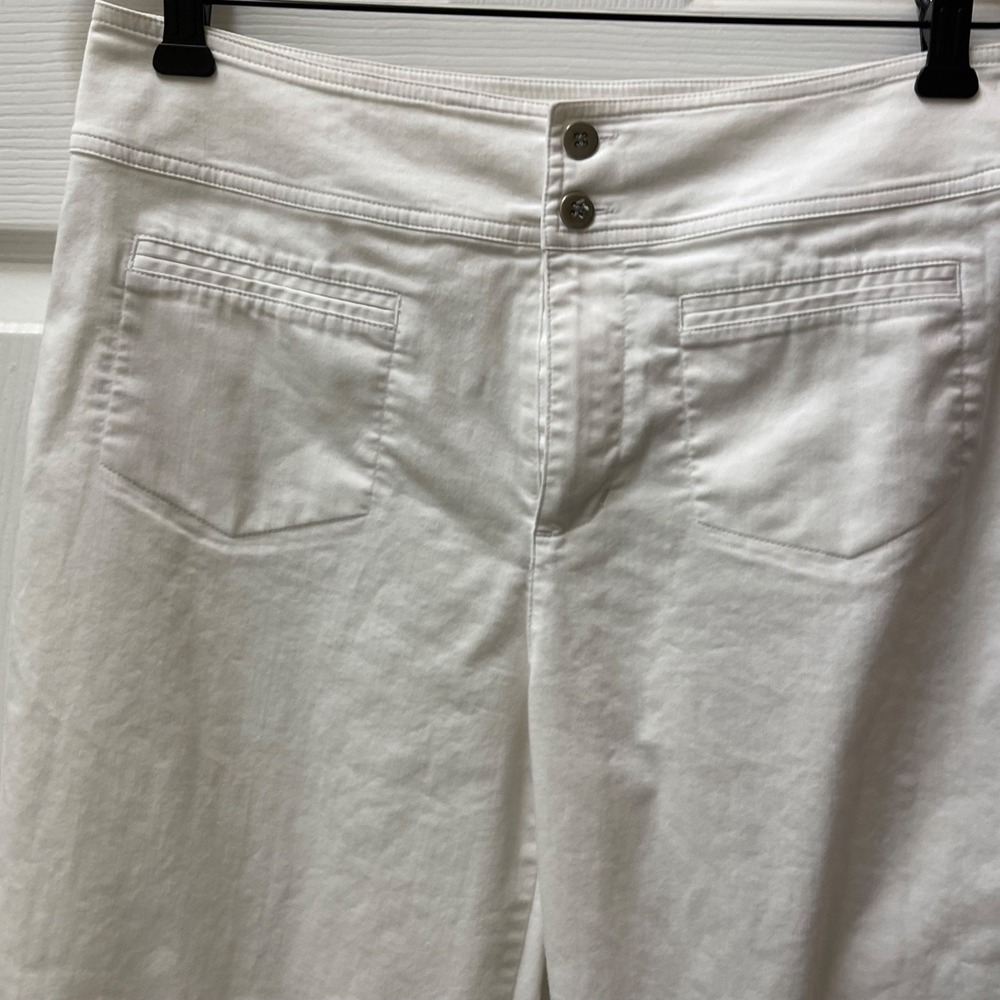 Vintage Chico Sz 1 (8) Wide Leg White Sailor Pant Double Waist Band Patch Pocket